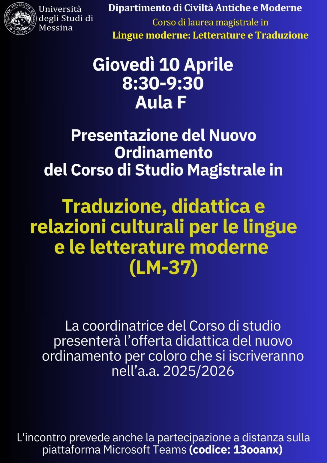 Presentazione nuovo ordinamento LM-37